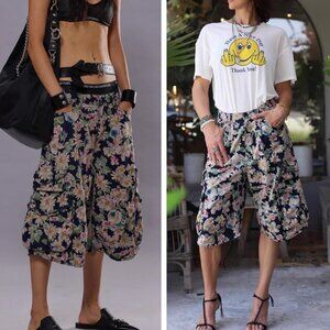 NWT R13 Bermuda Cargo Short - Layered Black Floral Sz 26/27/28